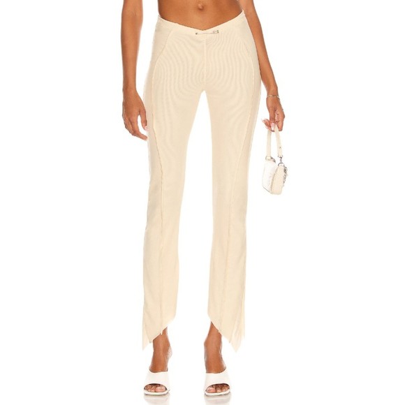Sami Miro Vintage Nude Mesh Women's Asymmetric Pants Size Small